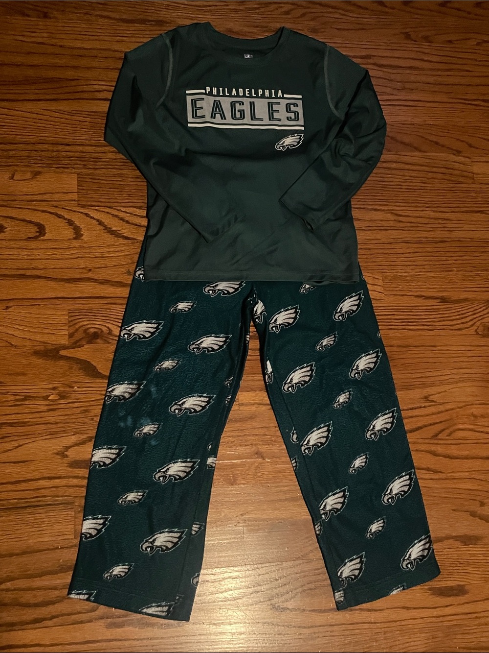 Kids Philadelphia Eagles Dark Green Logo Pajama Set